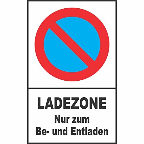Indigos UG - Schild Eingeschränktes Haltverbot Text: Ladezone Nur zum Be - und Entladen 25x40 cm - Warnung - Sicherheit - Hotel, Firma, Haus - Aluverbundplatte 3mm - Hinweisschild - Warnschild