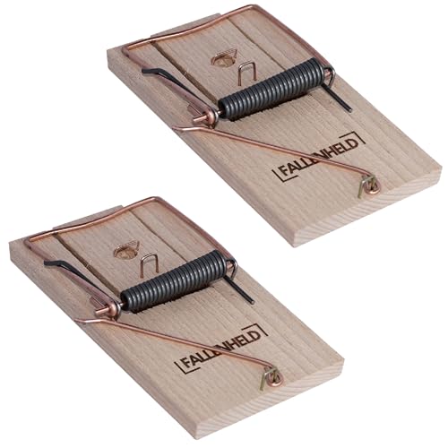 FALLENHELD 2er Pack mit klassischen Rattenfallen aus Holz, Schlagfalle, Schnappfalle, wiederverwendbar, Starke Schlagkraft, innen anwendbar