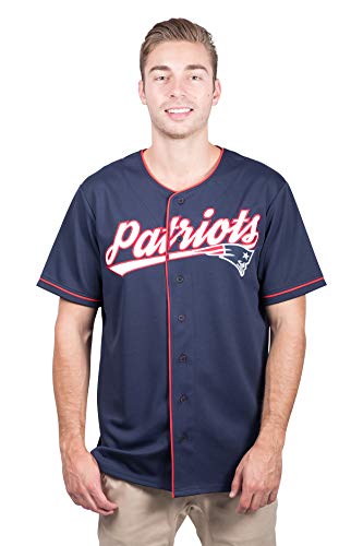 Ultra Game NFL New England Patriots Mens Mesh Baseball Jersey Tee Shirt, Team Color, Medium
