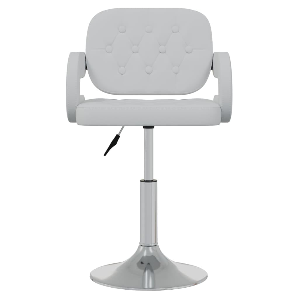Lot de 2 chaises de salle à manger pivotantes blanches - Chaises pivotantes réglables en hauteur en cuir synthétique - Chaises de cuisine modernes rembourrées pour salle à manger et salon