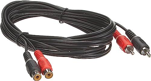 PremiumCord Cinch Kabel 10m, 2x Cinch RCA Stecker auf 2x Cinch RCA Buchse, Audio Verl&auml;ngerungskabel, Stereo Audio, F&uuml;r TV, Handys, MP3, HiFi, Farbe schwarz, kjackcmf2-10