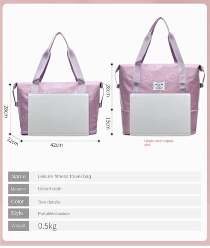 Expandable Women's Travel Luggage Bag ，sports handbag, fitness bag, one shoulder weekend overnight bag，Bottom zipper expandable (Black)4