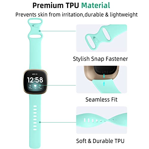 Daqin Compatible With Fitbit Sense Bands/Fitbit Sense 2/Versa 4/Fitbit Versa 3 Bands Women Men, Soft Tpu Sport Waterproof Replacement Band For Fitbit Versa 4&3/Fitbit Sense Smartwatch Wristband, Small #TOP7