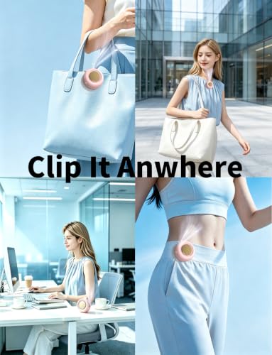 Image of Portable Silent Mini Bladeless Fan Clip On, 3 Speeds & Queit, Hands Free Shirt and Waist Clips Whirlwind Fans, USB Rechargeable, Suitable for Outdoor & Travel & Office (cream white)