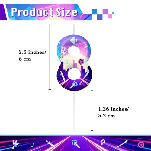 Image of Purple Number 8 Birthday Candles, Cartoon Themed Cake Toppers for Boys Girls Cake Decorations, Birthday Decorations Party Supplies, Number Candles for Party Decor