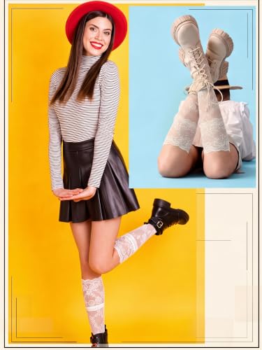 Image of Fourluoo 4 Pairs Women's Knee High Socks