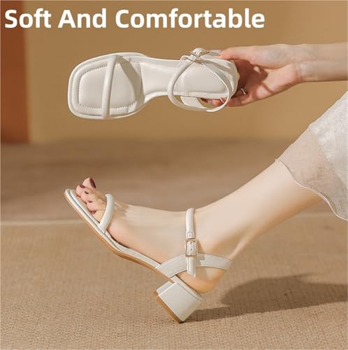 Women's High Heel Sandals Square Open Toe Chunky Ankle Buckle Pump Sandals For Daily Outdoor Dating3