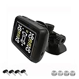 T901 Universal Tire Pressure Monitoring System TPMS Wireless RF Transmission Windshield/Dashboard Mini USB Internal/External Sensors Real-time (Upgraded internal sensors/battery replaceable)