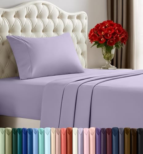 Utopia Bedding Twin XL Sheet Set – 3 Piece Bed Sheets for Twin XL Size Bed, Soft and Breathable Microfiber, Includes 1 Fitted Sheet, 1 Flat Sheet and 1 Pillowcase (Lavender)