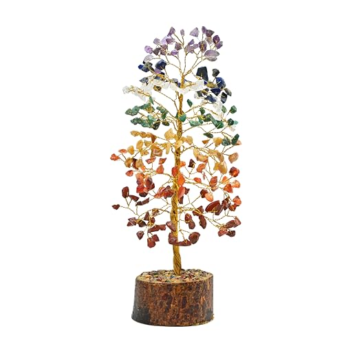 7 Chakra Tree of Life - Crystal Tree of Life, Gemstone Tree for Positive Energy, Feng Shui Tree Decor, Seven Chakra Tree, Money Tree Bonsai, Crystal Healing Stone Tree, Spiritual Gift Home Decor 10"