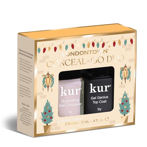LONDONTOWN kur Pink Nail Conceal & Go Duo Set Includes Pink Nail Illuminating Concealer & Gel Genius Top Coat 2 Piece Set 0.4 Fl Oz