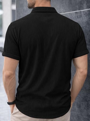 Image of Noble Monk Men's Polyester Regular Fit Solid Casual Shirt |Half Sleeve | |Stylish Shirt