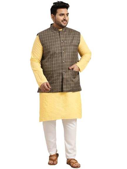 Image of SOJANYA (Since 1958) Men's Silk Blend Dark Green Kurta & Silk Blend Nehrujacket With Off White Churidar Pyjama Set