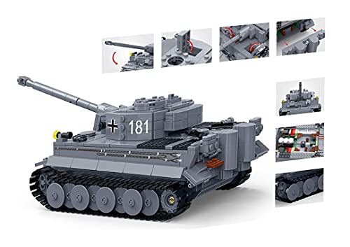 RSWLY Technics Panzer Modellbausätze, 1010 Teile German Tiger Heavy Panzer WW2 Military Panzer Bauset für Kinder und… – Bild 4