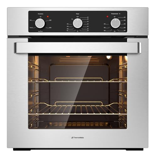 Image of ThermoMate 24 inch Electric Wall Oven, ETL Certified, 2.8 Cu.ft. Electric Wall Oven with Anti-Mistouch Knobs, Built-in Ovens with 5 Cooking Functions, Stainless Steel