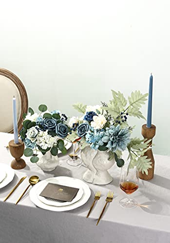 Himifolo Artificial Dahlia Flowers Combo Realistic Fake Rose With Stem For Diy Wedding Bouquets Centerpieces Bridal Shower Party Home Decorations(Dusty Blue) #TOP5