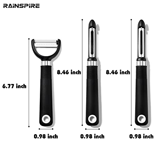 Rainspire 3-Piece Peeler Set, Premium Swivel Vegetable Peeler, Kitchen Gadgets Apple Peeler Potato Peeler Veggie Peeler Fruit Peeler, Dishwasher Safe Kitchen Accessories, Black #TOP4