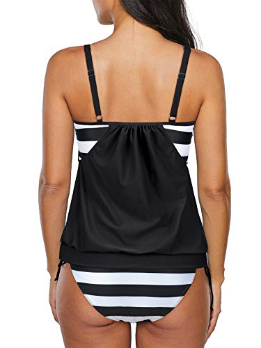 Image of Bathing Suits for Women High Waisted Swimsuits Tummy Control Two Piece Tankini Ruffled Top with Swim Bottom Bathing Suits