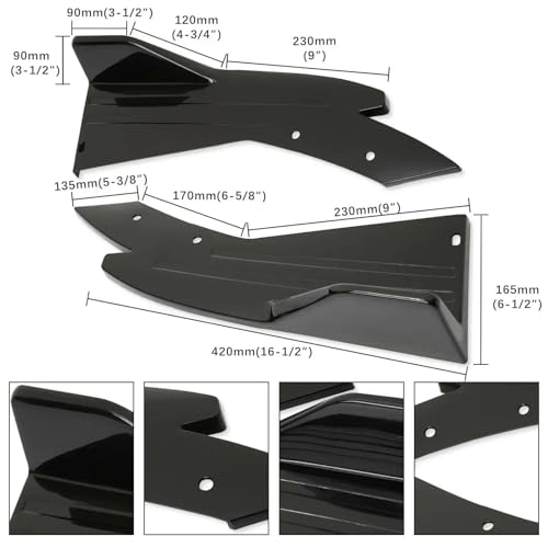 Difusor trasero y alerón divisor de parachoques con winglet de 48cm 2