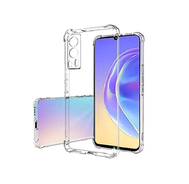 Image of COVERBLACK Soft Bumper Back Case with Cushioned Edges with Color Button Shockproof Back Cover for Vivo Y72 5G Old - Transparent