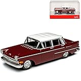 Das Fahrzeug ist ca 6 cm lang Opel Kapitän Limousine Rot Braun mit Dach in Weiss H0 1/87 Herpa Modell Auto