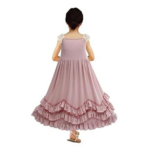 Girls Maxi Long Party Dress, Flower Girl Princess Summer Ruffle Photoshoot Boho Dresses