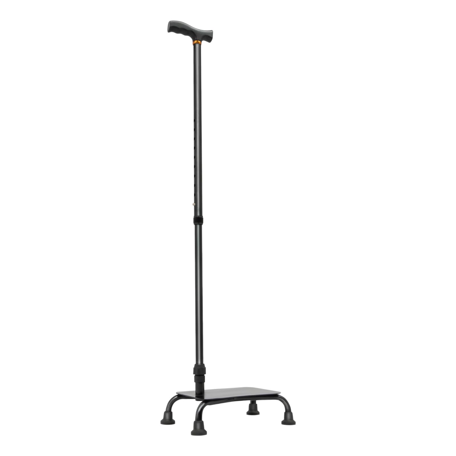 Treppensteighilfe Gehstock Vierfußgehstock mit Trittfläche für halbe Stufen – höhenverstellbar 85-105cm, max. 150kg, Alu+Eisen, als Treppensteighilfe für Senioren & Arthritis-Patienten