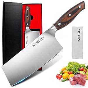 MOSFiATA Coltello da Cucina 20cm Coltello Chef Cinese Acciaio Inossidabile per Carne Verdure, NON PER OSSA