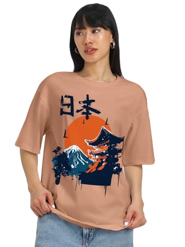 Image of JUNEBERRY Women's Cotton Graphic Print Oversized Fit T-Shirt