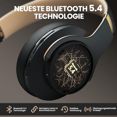 DOQAUS Kopfhörer Kabellose Bluetooth, Bluetooth Kopfhörer Over Ear mit App Steuerung & 9 EQ Modi, 90 Std. Akkulaufzeit, HiFi Stereo Bass, Leicht Faltbar mit Mikrofon, für Reisen, Arbeit & Alltag, Grau
