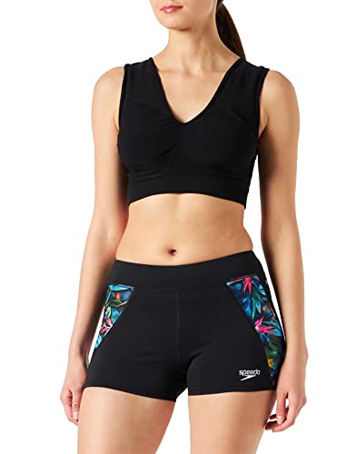 Speedo Shorts de Surf Estampados Mujer, Negro/Rosa, XXS
