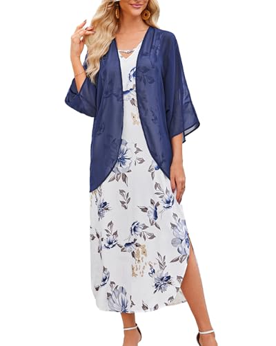 Image of Honwenle Women's Summer Maxi Dress 2 Piece Outfit Sleeveless Loose Split Dresses with Cover up Casual Formal