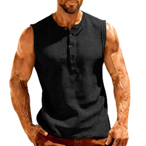 Débardeur gaufré homme Henley anti-transpiration pour rester frais en été