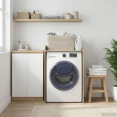 Mokuyary - Armario para lavadora Sonoma (67,5 x 48 x 97 cm, armario, lavadora, mueble para lavadora y secadora, mueble de almacenamiento encima del inodoro, estante para cuarto de baño