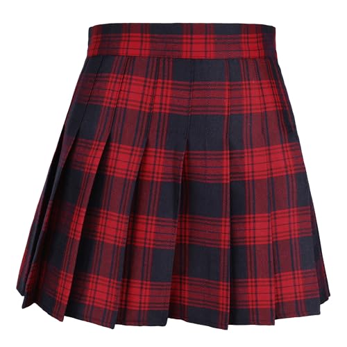 AULKEEP Womens Goth Black Mini Skirt with Belt Punk High Waist Plaid Skirts for Women for Streetwear3