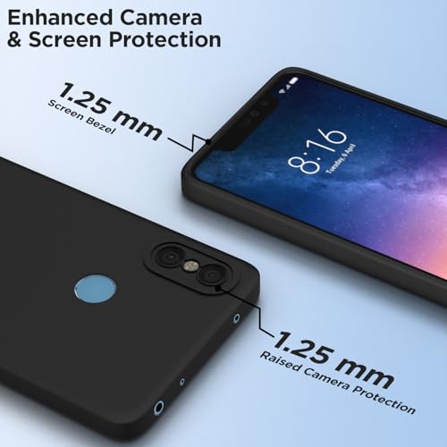 Image of Outlouders Back Cover for Redmi Note 6 Pro | Camera Protection | Durable Soft Matte Silicone Bumper Case (Black)