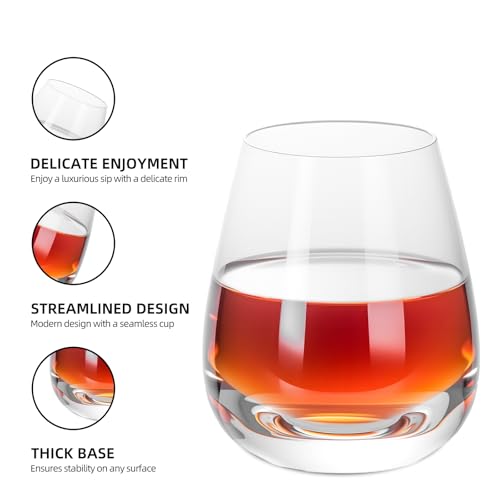 KAMMAK Glass Tumbler 11.83 oz (350 ml), Thick Base Whiskey Glass with Delicate Rim, Heavy Duty & Stable Seamless Cup for Old Fashioned, Scotch, Beer, Iced Coffee, Juice by KAMMAK - Image 4