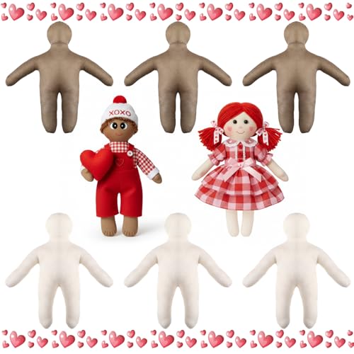 Soulchen 6 Pcs Valentines DIY Blank Plush Doll Bulk 4.7