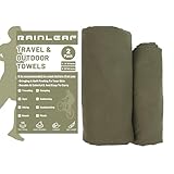Rainleaf 2 Pack Microfiber Quick Dry Travel Towel, Super Absorbent Ultra Compact Lightweight Camping Towel for Gym, Hiking, Pool, Yoga - Army Green