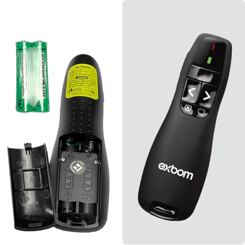 Apresentador Passador de Slides Exoom Sem Fio, Laser Vermelho, Alcance 30m, Compatível com Windows/M