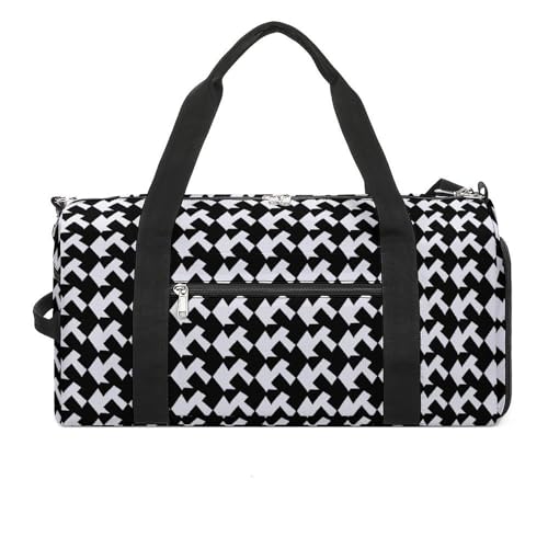 Mens Womens Gym Bag, Houndstooth Black Print Duffle Bags,travel Gym Duffle Bag,garment Duffle Bag,gym Bag with Shoe Compartment
