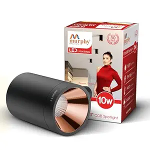 Murphy 10W Black Body Cylindrical Surface Mounted Spot Light Down Light (Warm White, Pack of 1)(Aluminium)