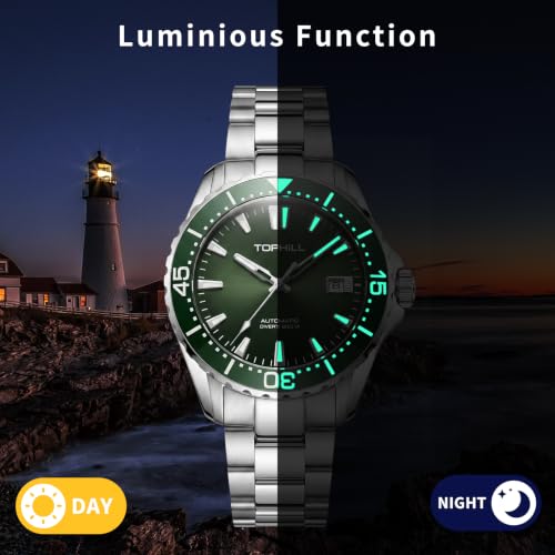 Image of TOPHILL Men Watches Automatic Mechanical Watches - Dive, GMT, Chronograph & Dress Styles | 316L Stainless Steel, Sapphire Crystal, Ceramic Bezel | 5ATM-300M Waterproof with Super Luminous | Classic Business & Sport Casual