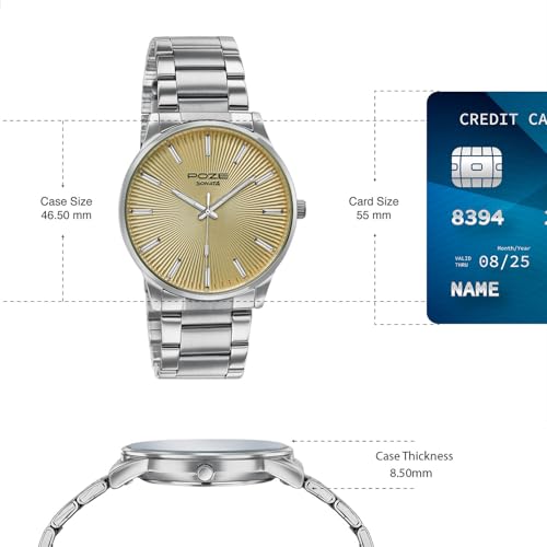 Image of Sonata Poze 8 Quartz Analog with Yellow Dial IPS Stainless Steel Strap Watch for Men - SP70053SM02W