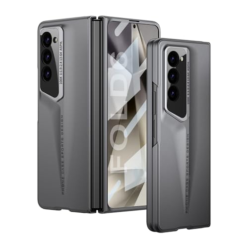 Image of Midkart Matte Case Compatible with Samsung Galaxy Z Fold 6 Release 2024 Ultra Thin Hard PC with Front Glass Cover Glossy Camera Protection, Grey