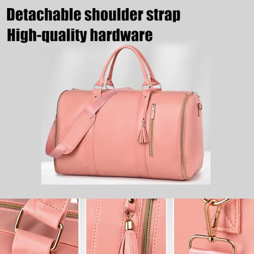 Styleushaven Foldable Travel Bag 2.0, 60L Foldable Duffle Bag for Travel with Wheels, Waterproof 2 in 1 Convertible PU Leather Travel Bag & Removable Wheels (Black, No wheels)4