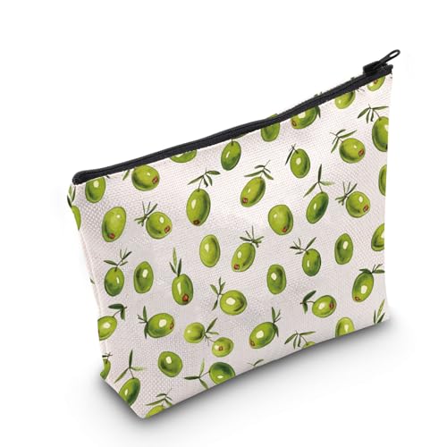 G2TUP Olives Makeup Bag Olives Lover Gifts Olive Leaf Gifts Olive Branch Zipper Bag Oliver Themed Gifts (GreenOlives)