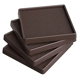 CasterMaster 5x5 Square Rubber Furniture Caster Cups with Anti-Sliding Floor Grip (Set of 4)