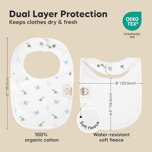 Image of 8-Pack Organic Baby Bibs for Boys, Girls - Soft Cotton Drooling and Teething Bibs for Baby Girl & Boy, Extra Absorbent, Easy to Clean & Put On for Toddler, Newborn, Infant 0-24 Months (Roarsome)