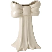 Large Ceramic Bow Shaped or Cyclindrical Bow Vase, White Bow Shaped Vase 20.3cms